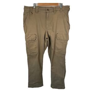 Duluth Trading Men’s 42x32 Flex Fire Hose Work Pants Khaki Canvas Utility EUC